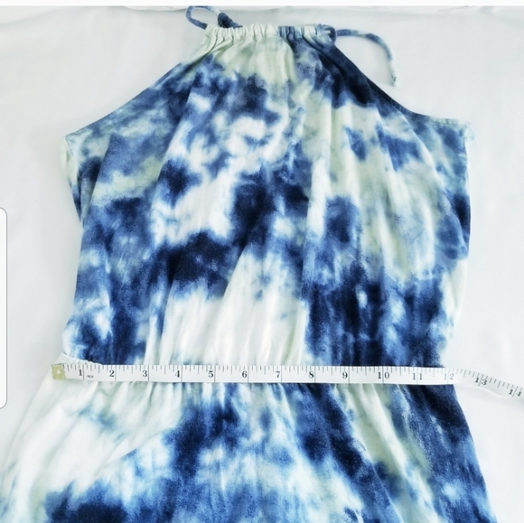 Halter Maxi Dress Tie Dye Side Slit Maxi Summer Dress - Picture 13 of 15